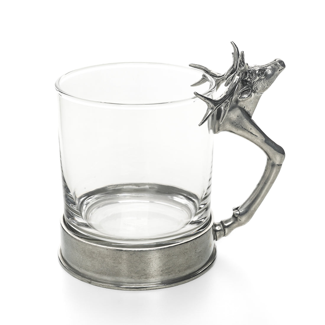 VAGABOND HOUSE Stag Pewter And Glass Mugs Set Of 2