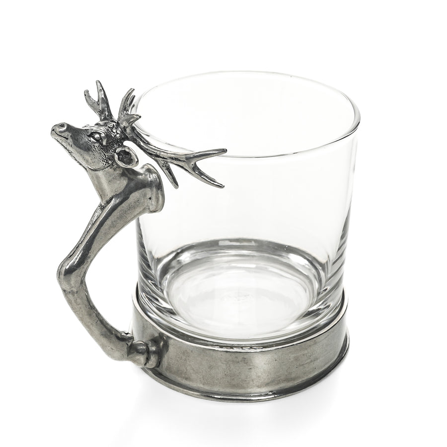 VAGABOND HOUSE Stag Pewter & Glass Mugs Set Of 2