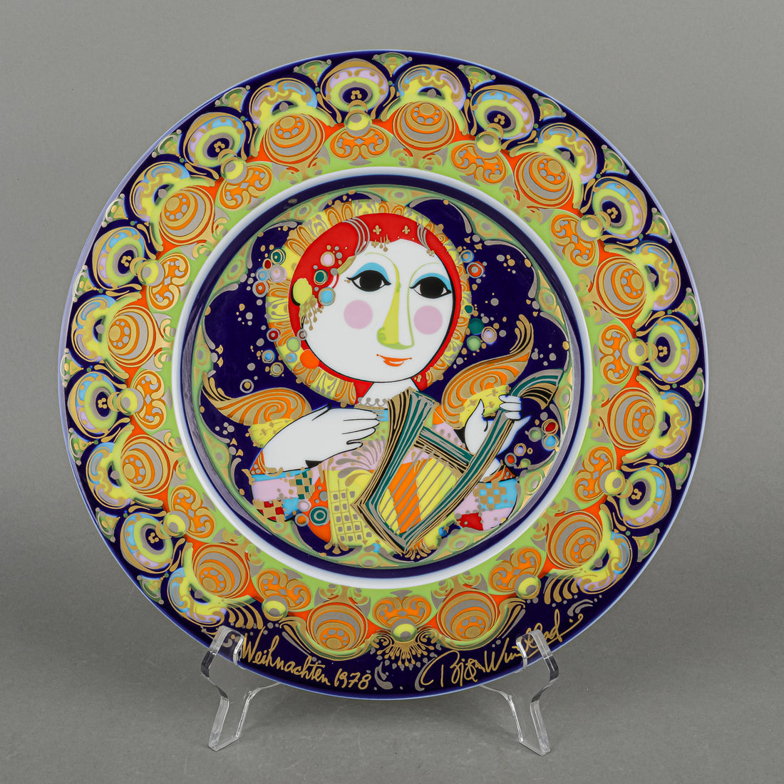 ROSENTHAL Bjorn Wiinblad Angel Playing Harp Wall Plate