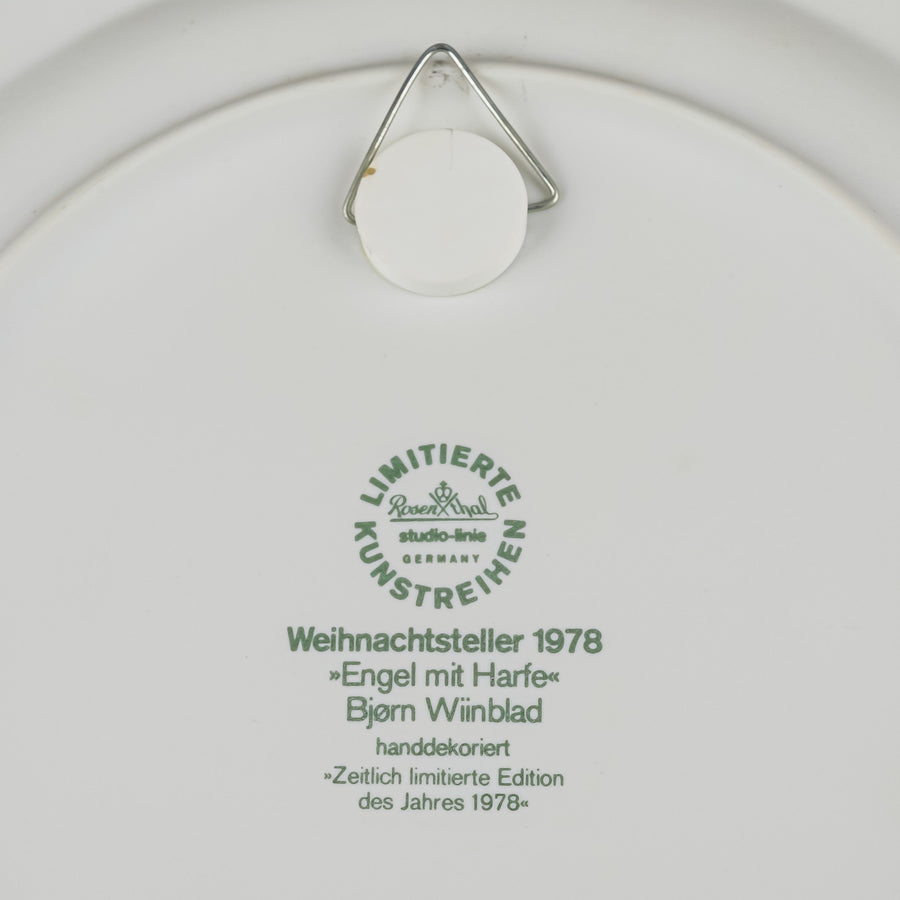 ROSENTHAL Bjorn Wiinblad Angel Playing Harp Wall Plate