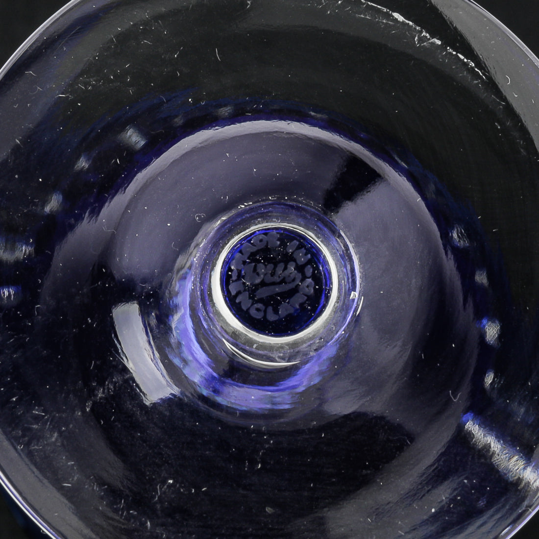 THOMAS WEBB Blue Cased Cut To Clear Goblets Set/4