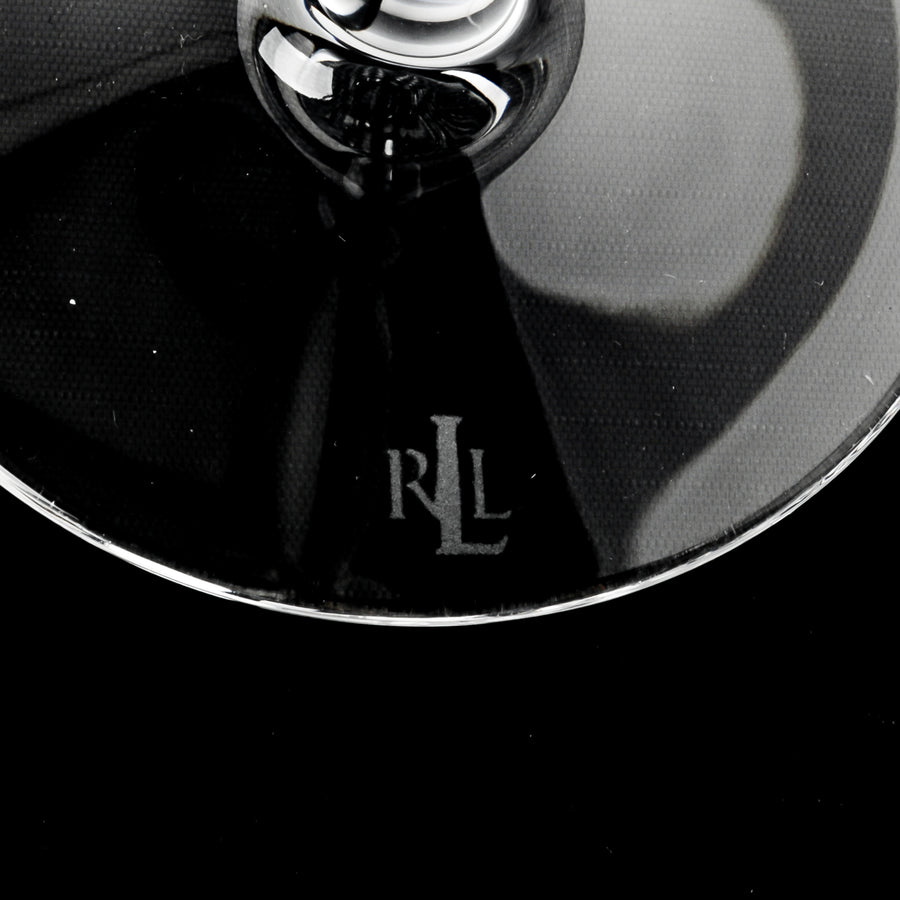 RALPH LAUREN Navigator Platinum Crystal Champagne Flutes Set Of 2