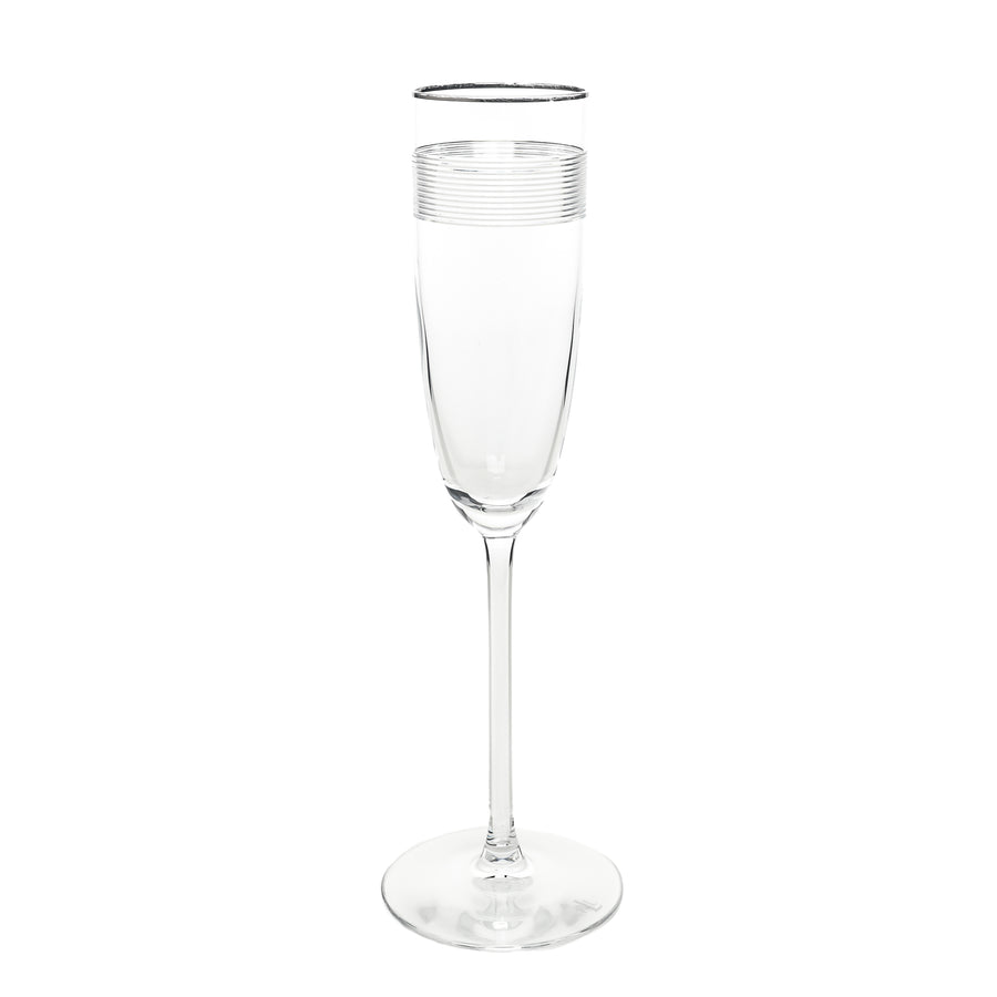 RALPH LAUREN Navigator Platinum Crystal Champagne Flutes Set Of 2