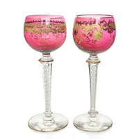 St Louis Style Air Twist Stem Hock Wine Glasses Red Set Of 2