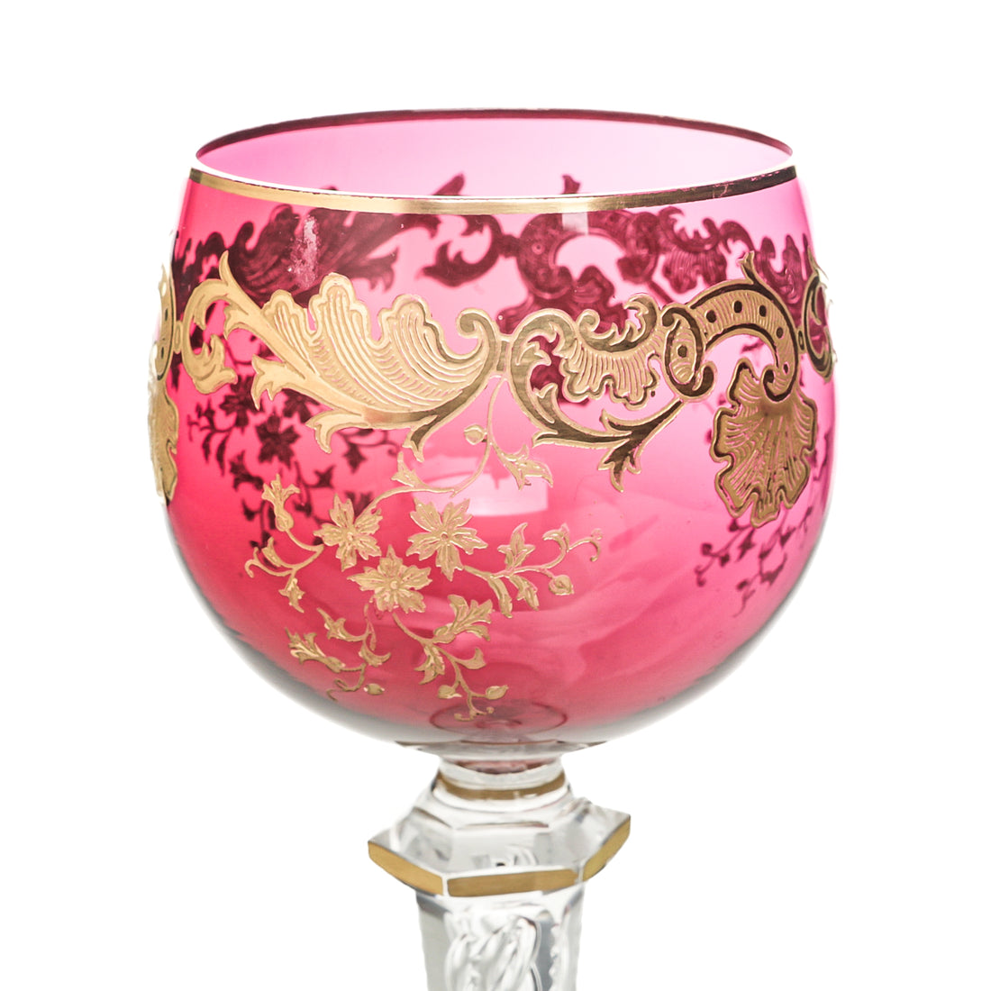 St Louis Style Air Twist Stem Hock Wine Glass Red