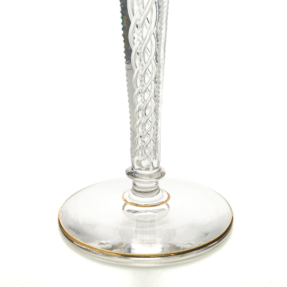 St Louis Style Air Twist Stem Hock Wine Glasses Green Set Of 2