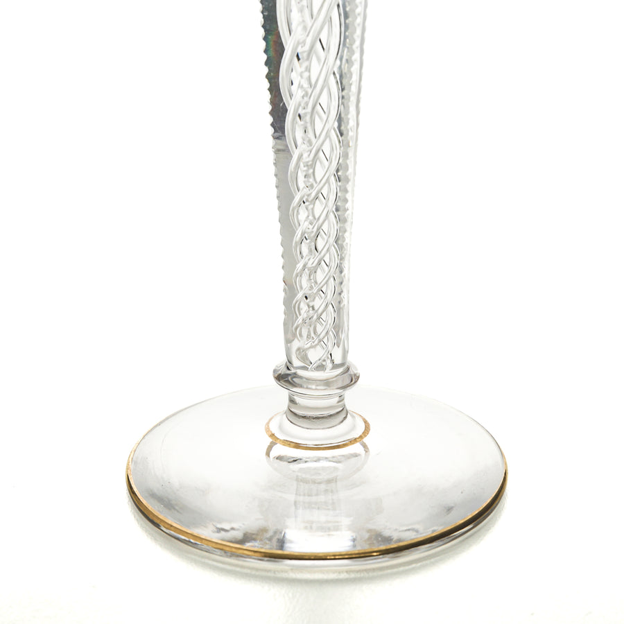 St Louis Style Air Twist Stem Hock Wine Glasses Green Set Of 2