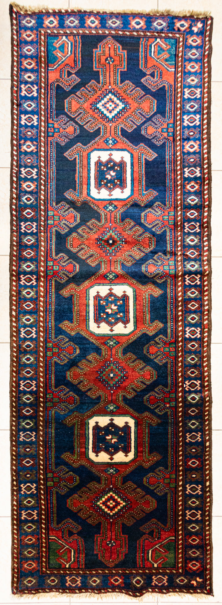 Hand Knotted Wool Hamadan Persian Runner