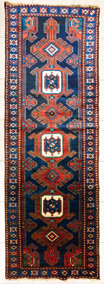 Hand Knotted Wool Hamadan Persian Runner