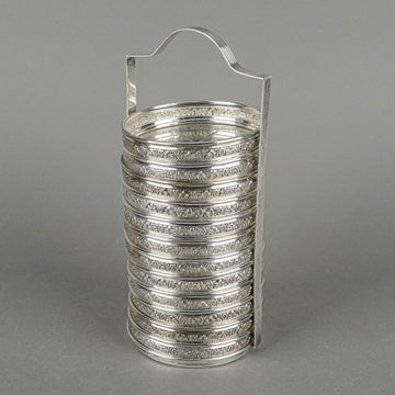 BIRKS Sterling And Cut Crystal Coasters And Stand 13 Pieces