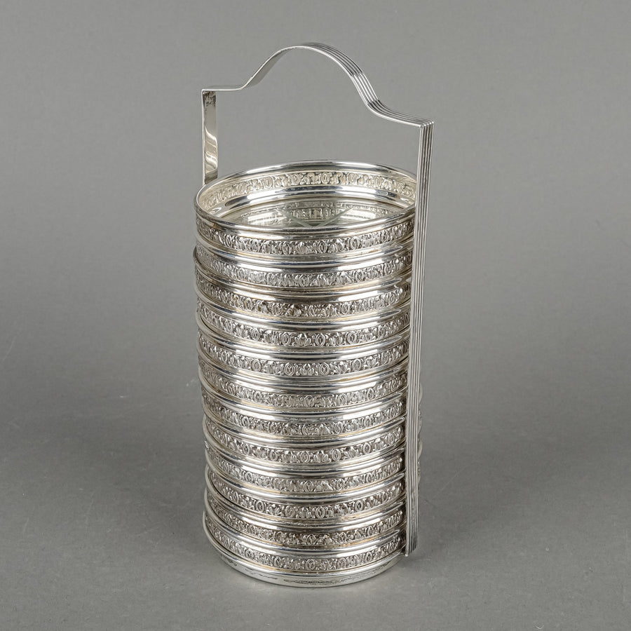 BIRKS Sterling And Cut Crystal Coasters And Stand 13 Pieces