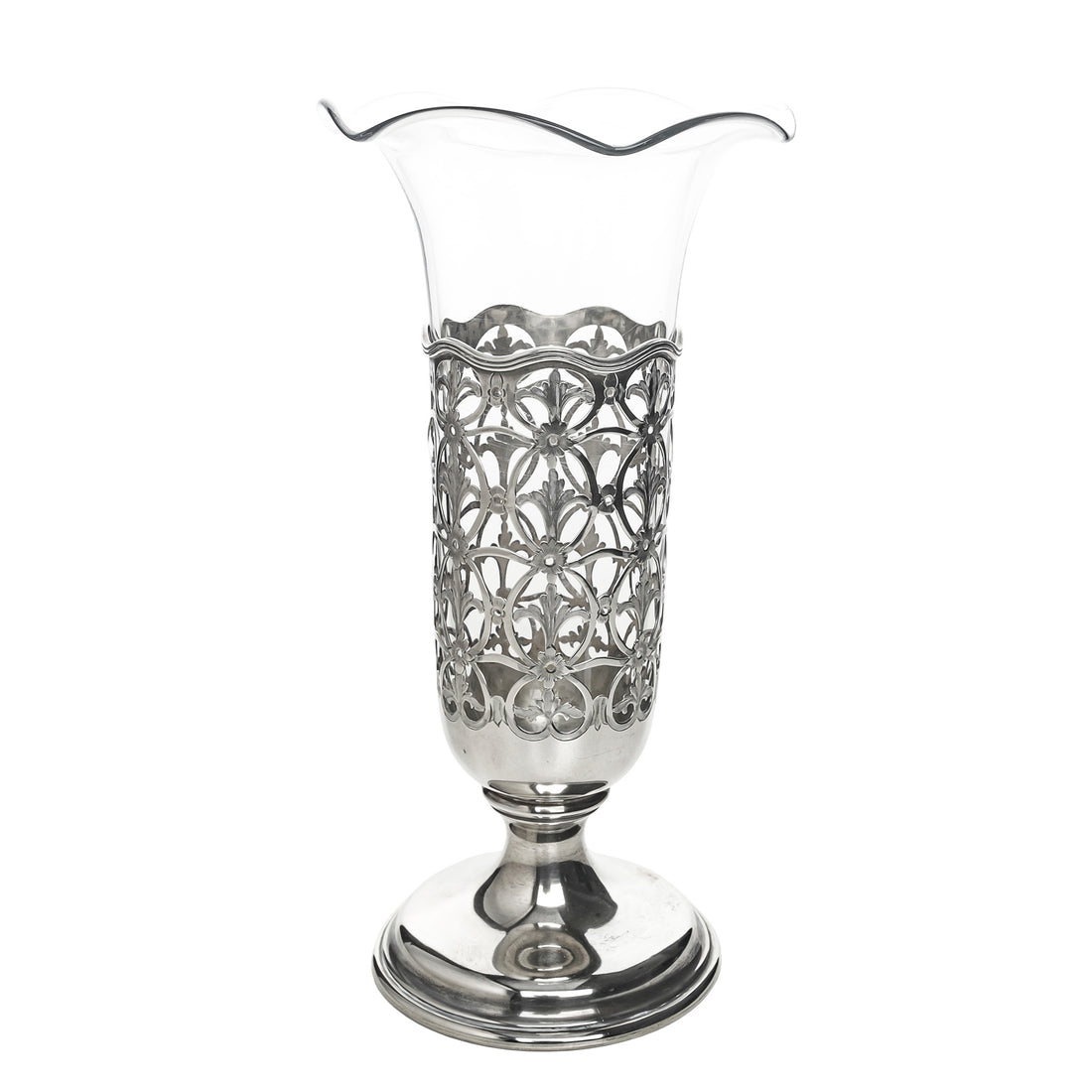 COWELL & HUBBARD CO Sterling Base Glass Ruffle Vase