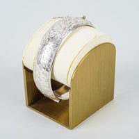 Sterling Silver Chased Hollow Rounded Bangle Bracelet