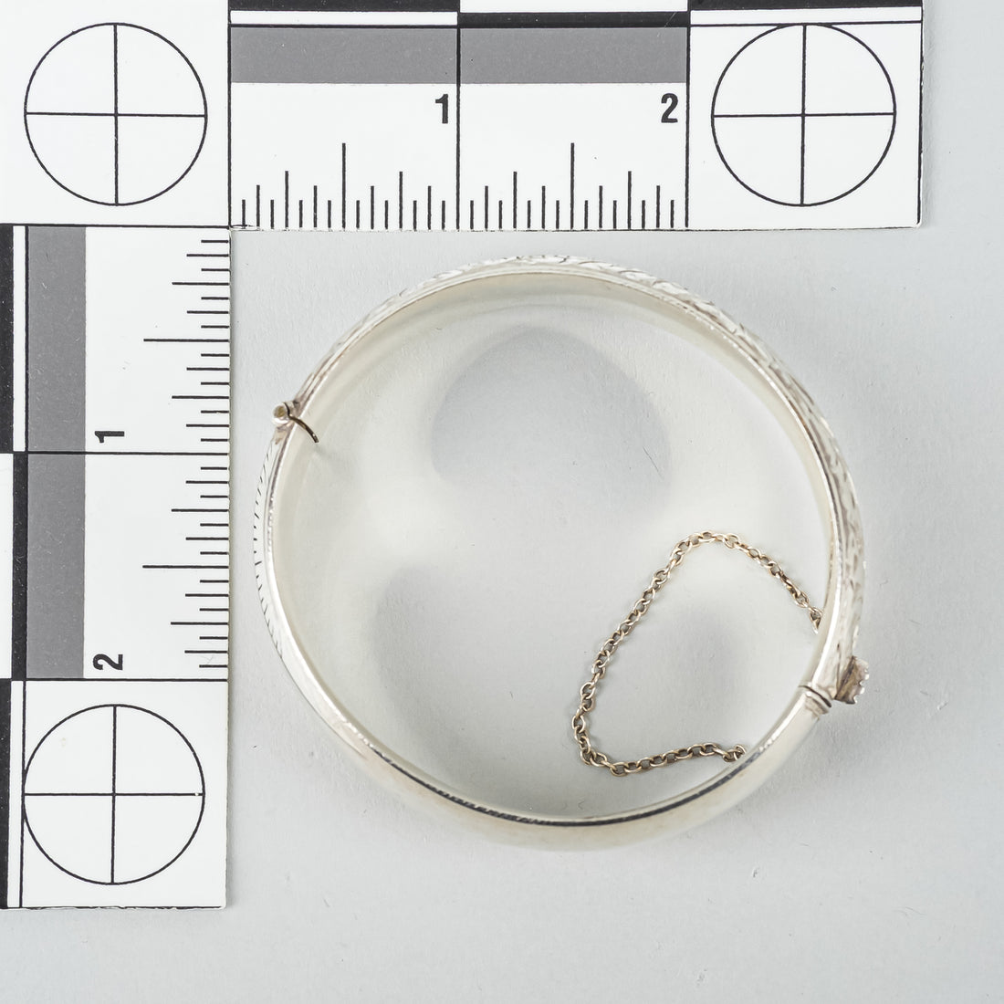 Sterling Silver Chased Hollow Rounded Bangle Bracelet