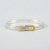 Sterling Silver And Brass Belt-Style Hinged Bangle