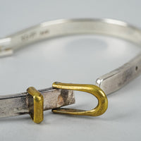 Sterling Silver And Brass Belt-Style Hinged Bangle