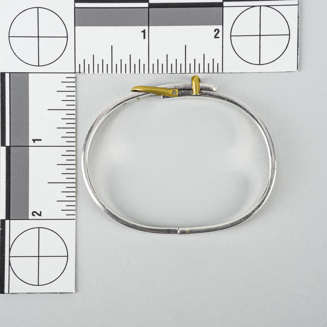 Sterling Silver And Brass Belt-Style Hinged Bangle