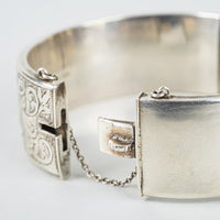 BIRKS Sterling Silver Chased Hollow Squared Bangle Bracelet