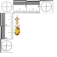 18K Yellow Gold Oval Citrine Diamond Pearl Drop Earrings