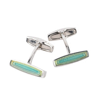 BURBERRY Silver Tone Green Cufflinks