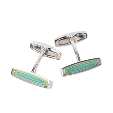 BURBERRY Silver Tone Green Cufflinks