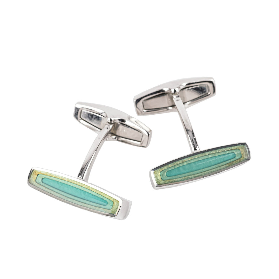 BURBERRY Silver Tone Green Cufflinks