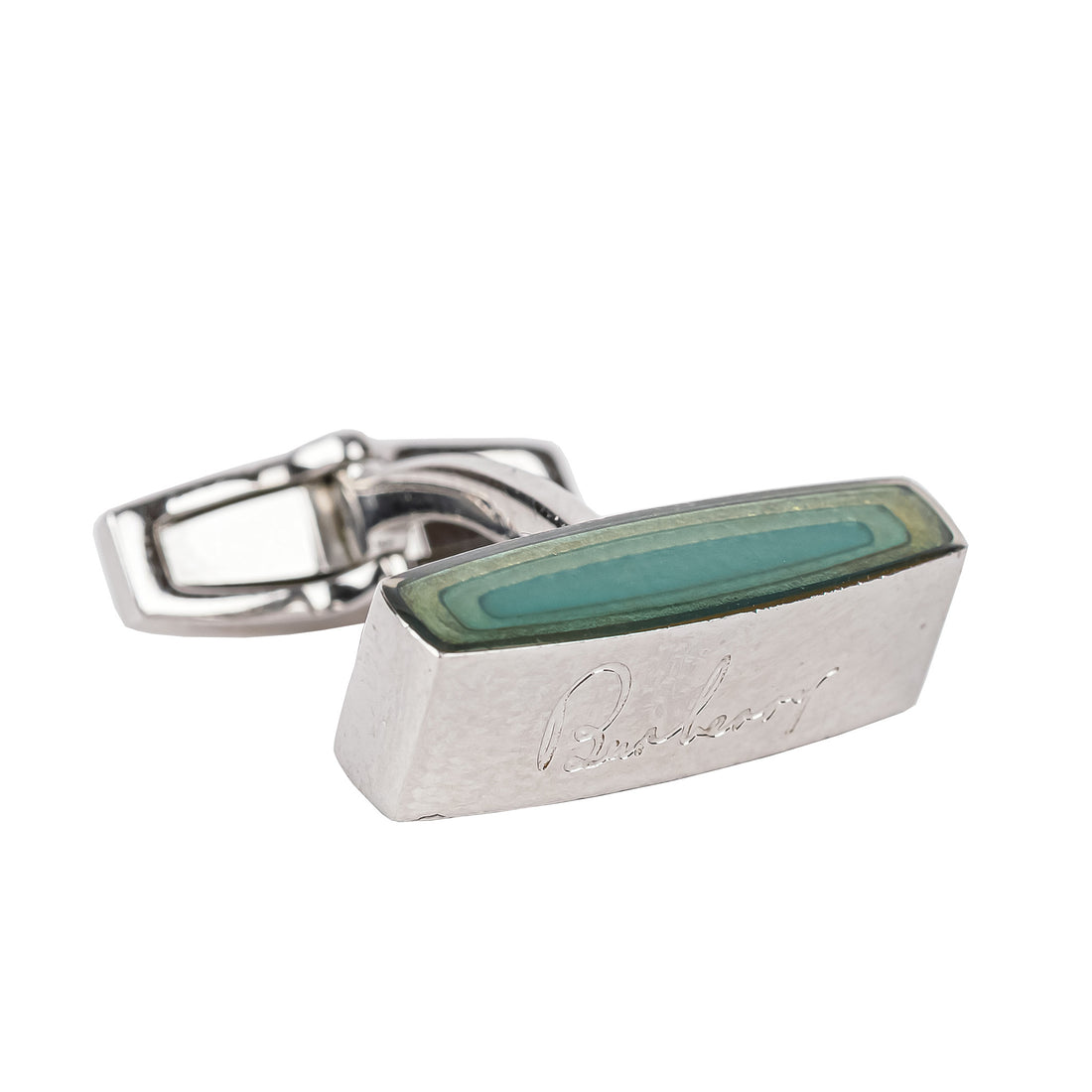 BURBERRY Silver Tone Green Cufflinks