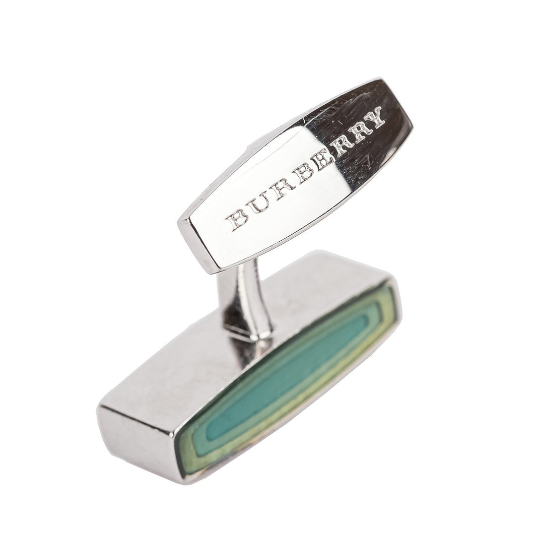 BURBERRY Silver Tone Green Cufflinks