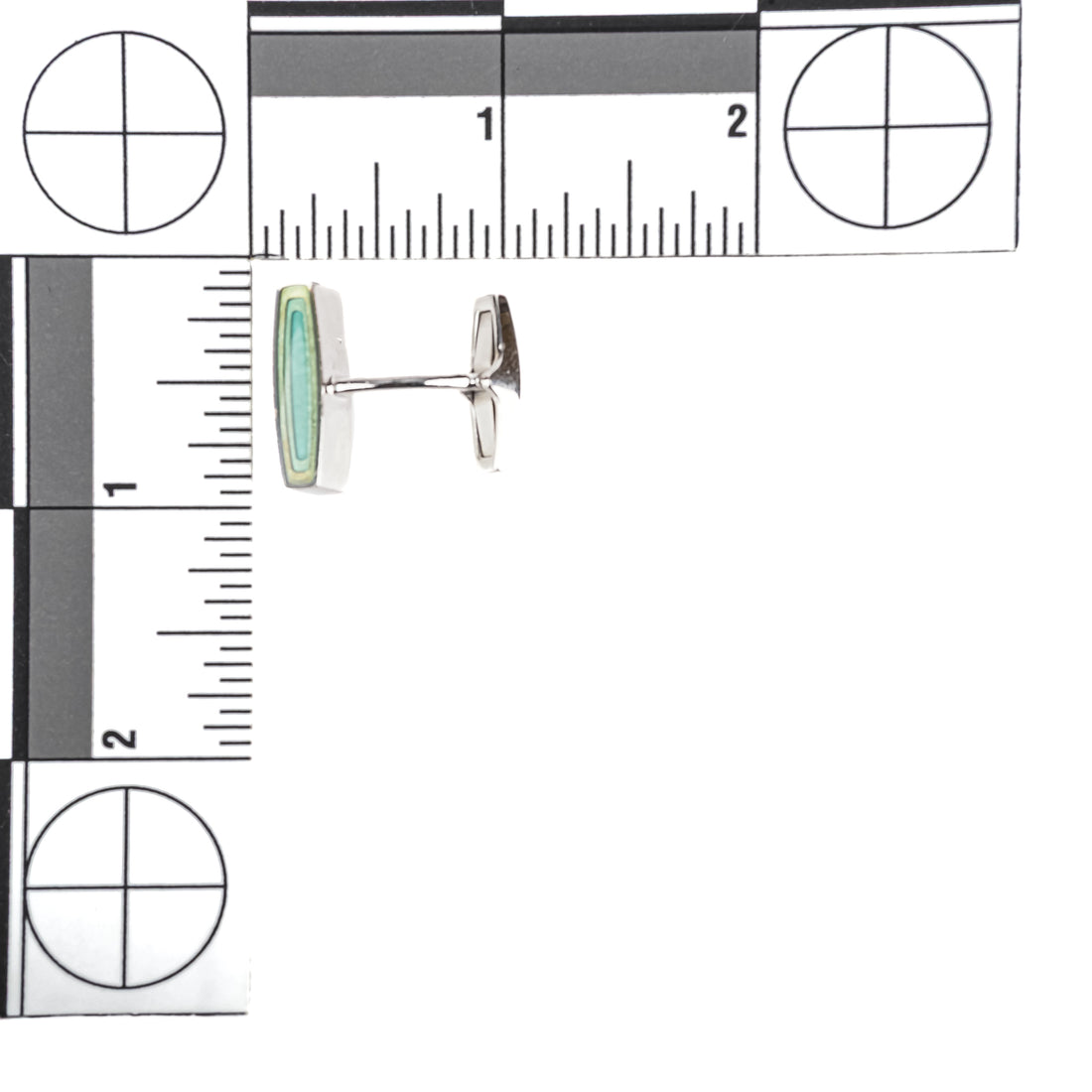 BURBERRY Silver Tone Green Cufflinks