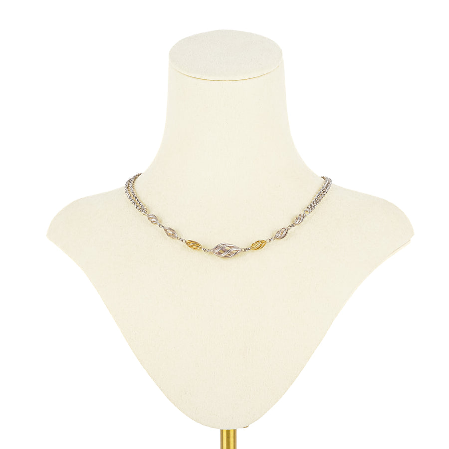 SLANE & SLANE Sterling Two Tone Double Strand Toggle Necklace