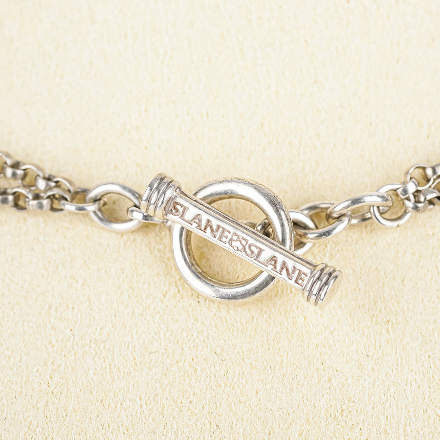 SLANE & SLANE Sterling Two Tone Double Strand Toggle Necklace