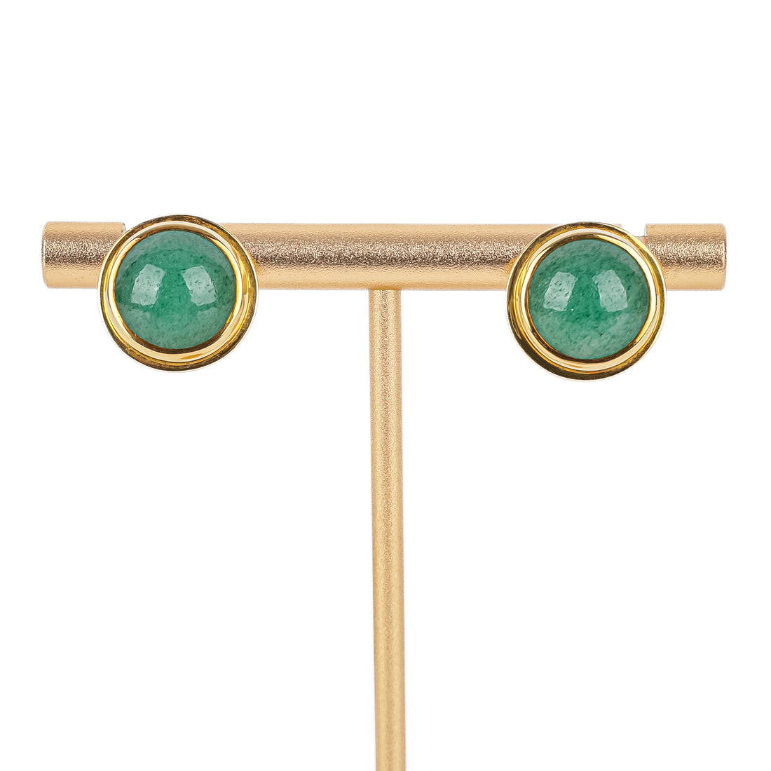 18K Yellow Gold And Green Quartz Cabochon Clip Earrings