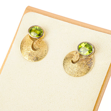 18K Yellow Gold Oval Peridot Studs
