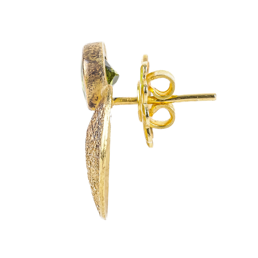 18K Yellow Gold Oval Peridot Studs