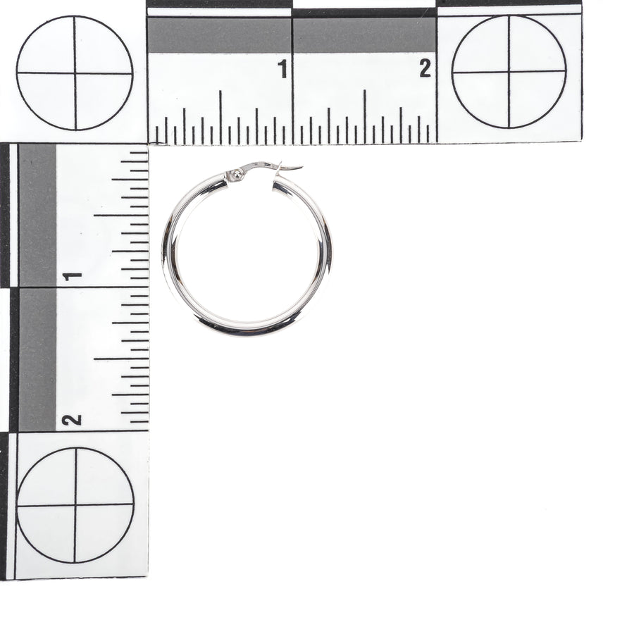 14K White Gold Hoop Earrings 3mm