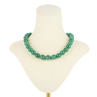18K Yellow Gold Green Quartz Bead Necklace 10mm