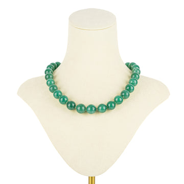 18K Yellow Gold Green Quartz Bead Necklace 10mm