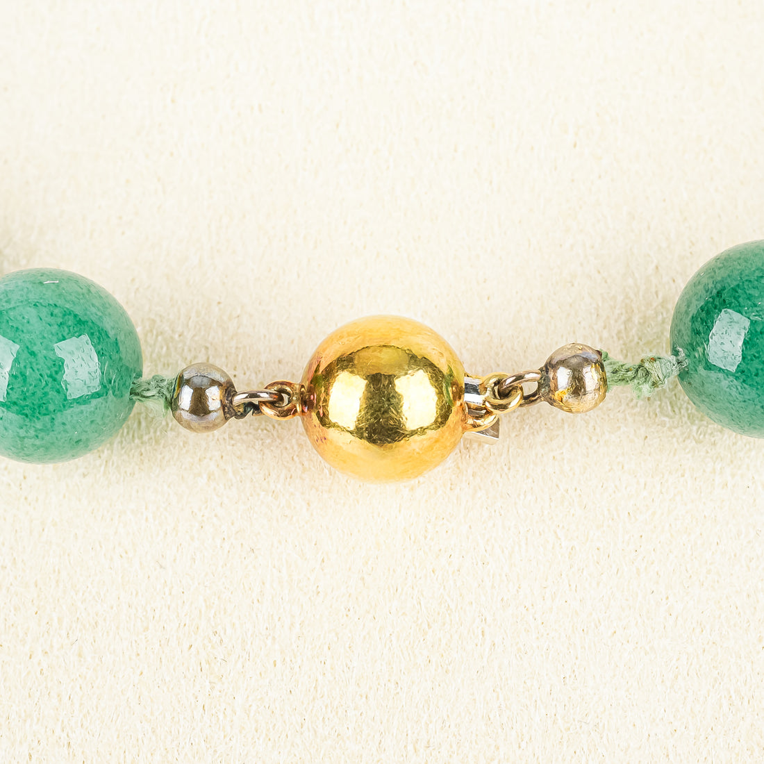 18K Yellow Gold Green Quartz Bead Necklace 10mm