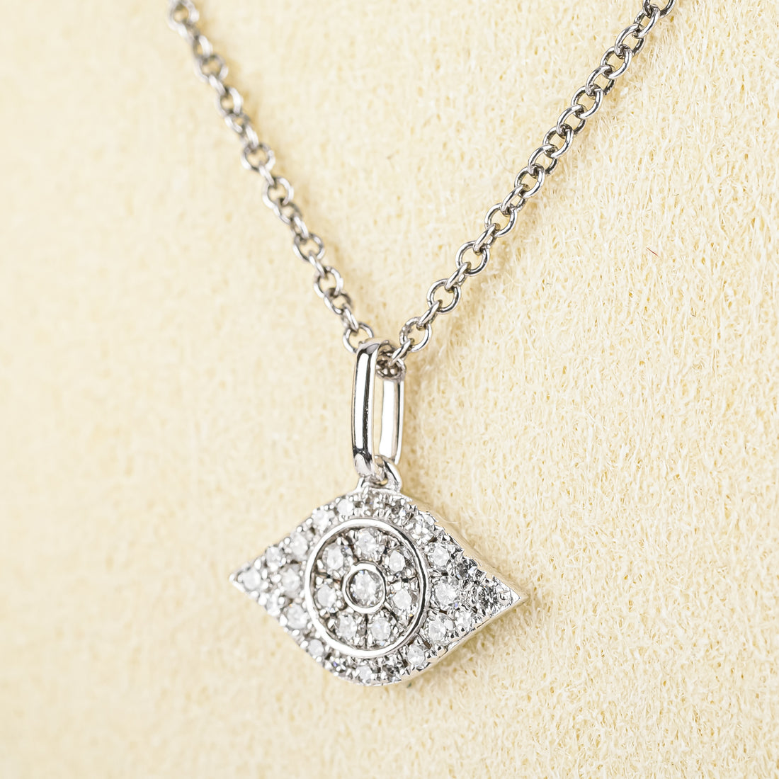 EFFY Sterling Silver White Stone Evil Eye Pendant Necklace