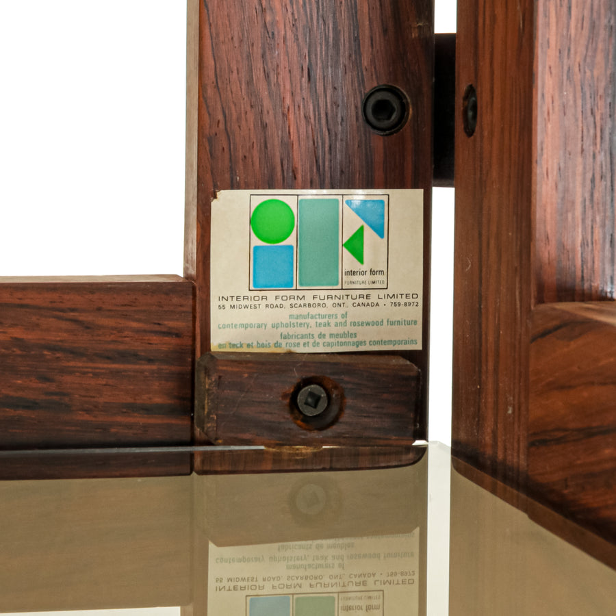 INTERIOR FORM Pair Vintage Rosewood And Smoked Glass End Tables