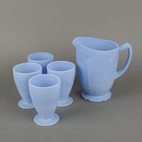 JEANNETTE GLASS Delphite Cherry Blossom Jug And Glasses 5 Pieces