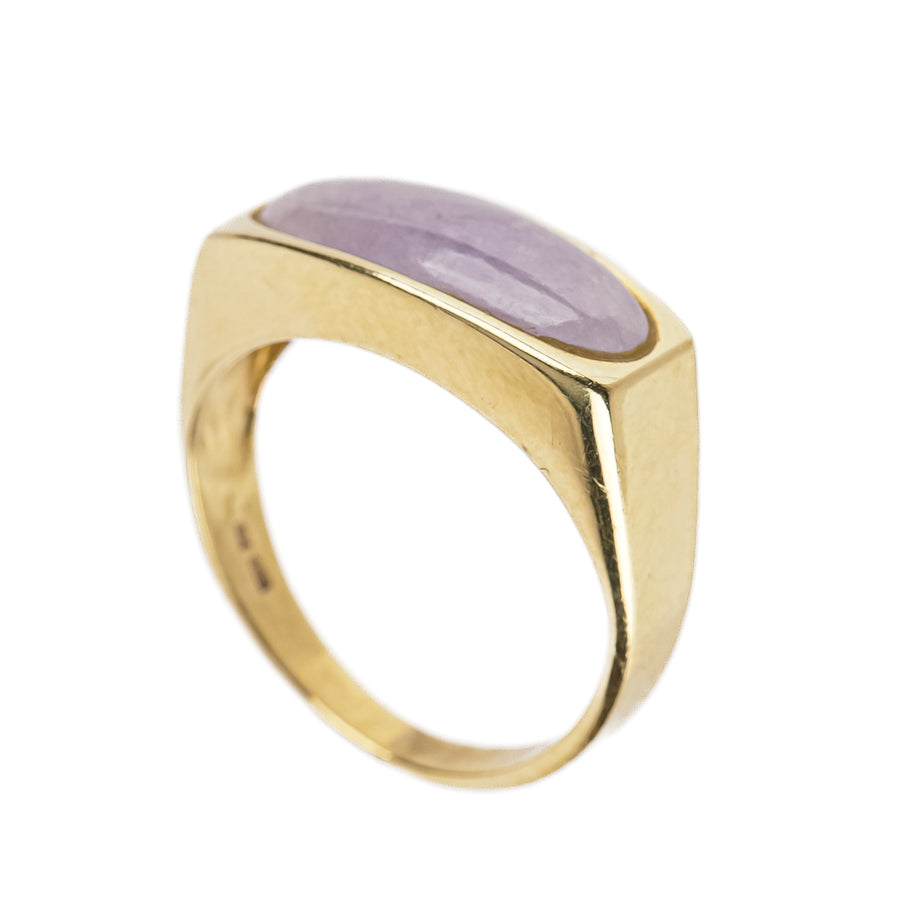 14K Yellow Gold Horizontal Lavender Jade Ring