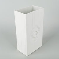 ROSENTHAL Martin Feyer White Op Art Block Vase Fossil Motif