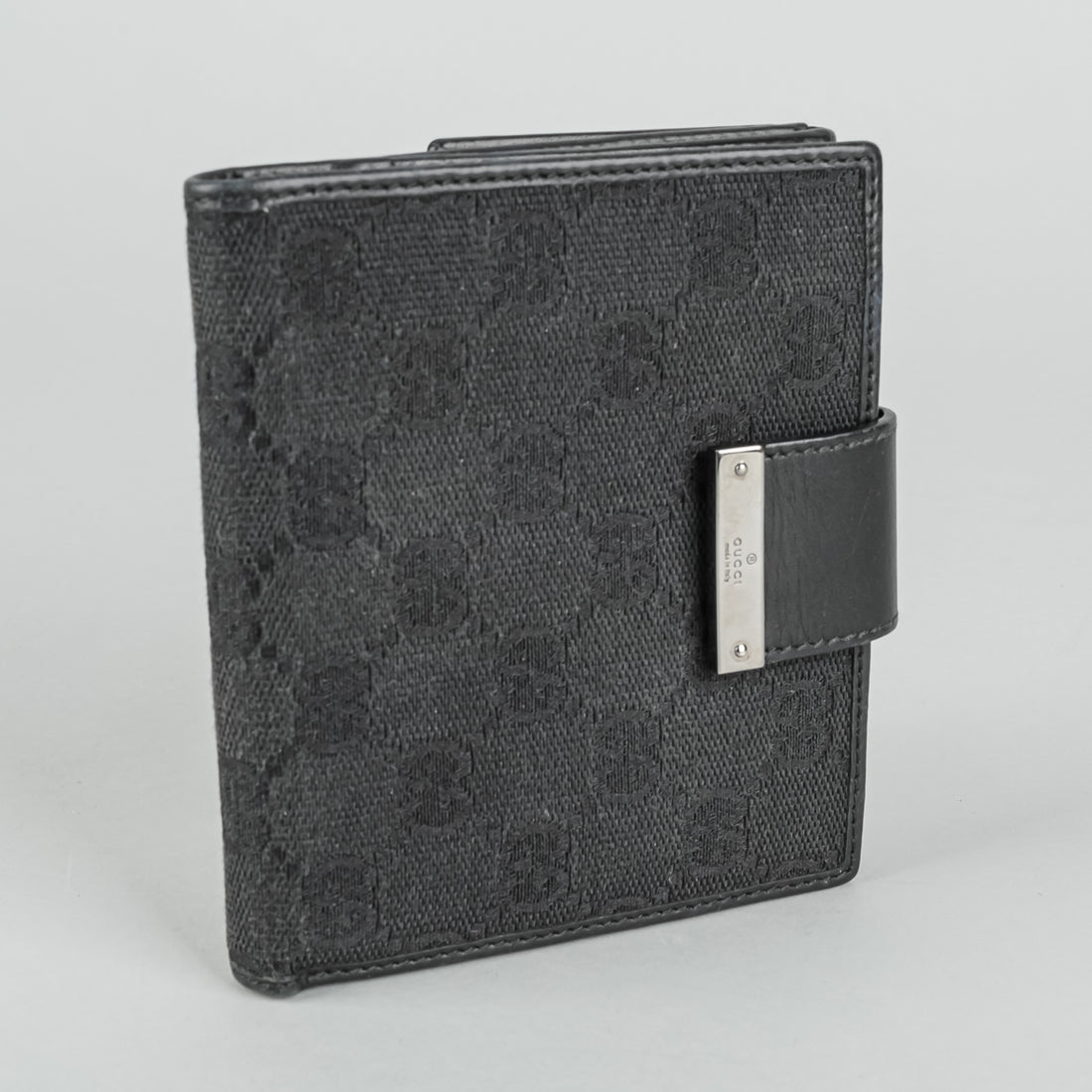 GUCCI Black GG Canvas Foldover Wallet