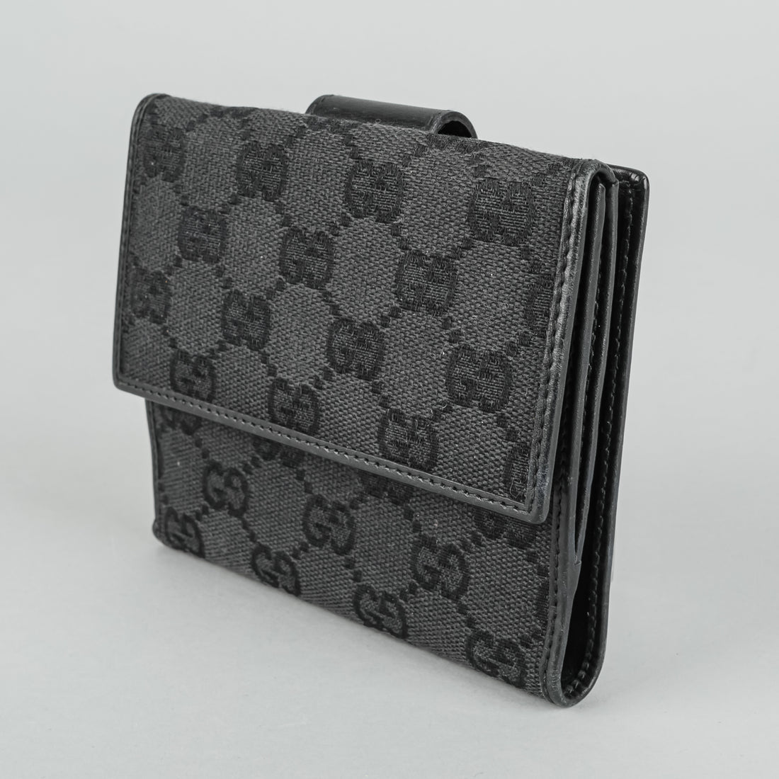 GUCCI Black GG Canvas Foldover Wallet
