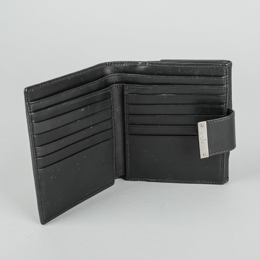 GUCCI Black GG Canvas Foldover Wallet