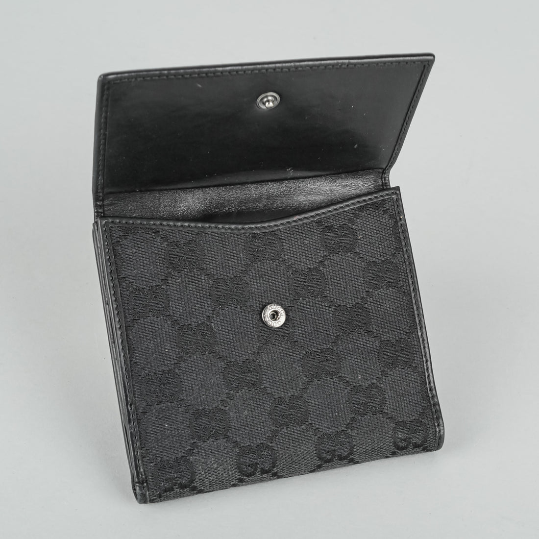 GUCCI Black GG Canvas Foldover Wallet