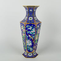 Cloisonne Hexagonal Vase Blue Ground