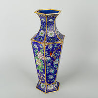 Cloisonne Hexagonal Vase Blue Ground