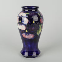 MOORCROFT Pansy Blue Ground Vase H7.25"xD4.5"